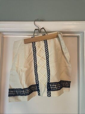 Moon River Cream Mini Skirt with Navy Trim